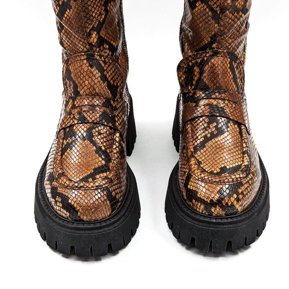 Free People Wmn Madison Loafer Festival Platform Snake Print Boots 9US EUR39.5 - Picture 6 of 11